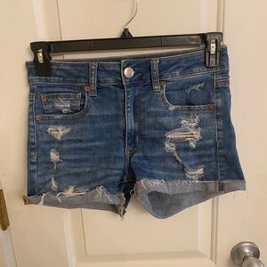 Distressed Blue Denim Shorts